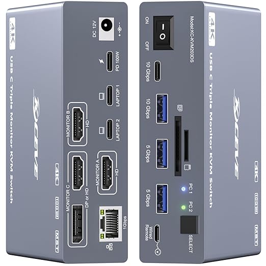 Usb C To Hdmi - USB C KVM Switch 3 Monitors